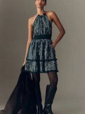 Anthropologie Somerset High Neck Sequin Dress